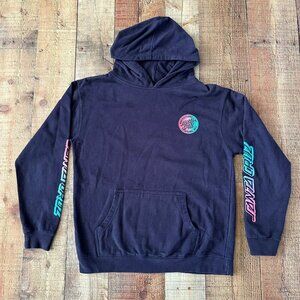 Santa Cruz Original Hoodie Mens Large Blue Skateboard Print Sweatshirt